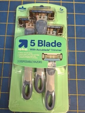 up & up 5 Blade Disposable Razors - Light Blue/White (3 Pack) New